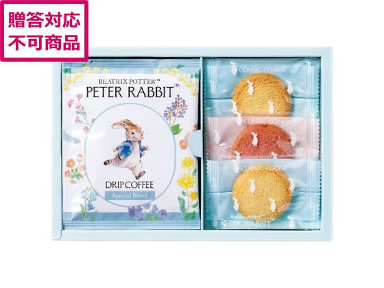 【商品説明】ピーターラビットといっしょに素敵なカフェタイムを。【仕様】●内容量：スペシャルブレンドコーヒー6g×2袋・クッキー（ミルク2枚・ストロベリーチーズ1枚）●アレルゲン：卵・乳成分・小麦●期限：製造日より常温約180日●包装形態：包装不可※簡易な包装でお届けいたします。包装紙のデザインは異なる場合がございます。※メーカー直送品のため、熨斗・ラッピング・ギフト包装などの対応ができかねます。※送り状に印字される送り主は「発送元メーカー」もしくは「フォーレスト株式会社」となります。ご注文者様とお届け先が異なる場合、商品のお届けについて事前にお届け先へお知らせいただきますようお願いいたします。※時間指定はお受け致しかねます。予めご了承ください。【備考】※メーカーの都合により、パッケージ・仕様等は予告なく変更になる場合がございます。【検索用キーワード】　R883NFコーヒーとクッキーの詰合せ商品です。