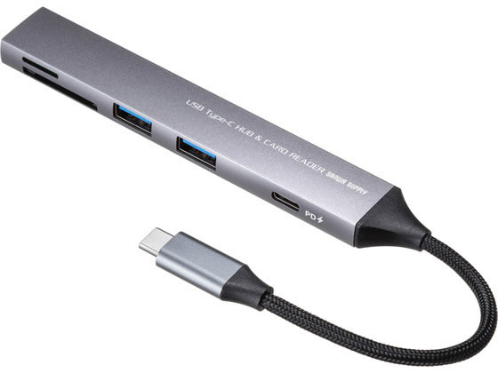 SANWA SUPPLY - 【レビュー投稿で100円OFFクーポン】サンワサプライ USB 5Gbps 3ポートスリムハブ カードリーダー付き USB-5TCPC28GM カードリーダー バーコードリーダー PC周辺機器 パソコン 家電