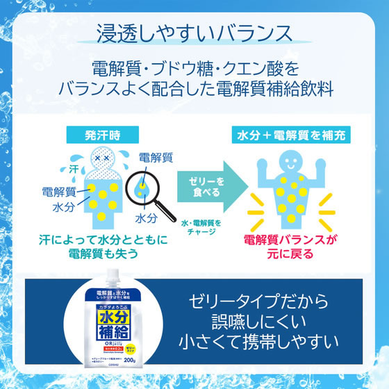 ココデカウの【メーカー直送】五洲薬品 カラダよろこぶ水分補給ORゼリー 200g×20個 701001【代引不可】｜アングル3
