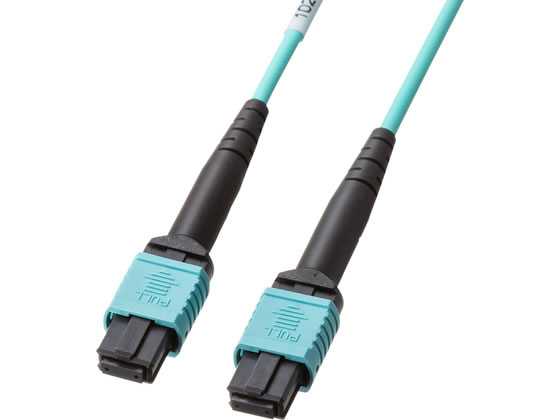 【商品説明】100Gbpsの高速データ伝送に対応し、データセンターや高帯域ネットワークに最適な光ファイバケーブルです。12芯一括接続により配線効率と省スペース化を実現し、Type　B配線で並列伝送にも対応します。低損失・高信頼設計で安定した通信が可能です。全数検査とシリアル管理により品質管理も万全で、用途に応じた長さで製作できます。【仕様】●光ファイバコア径：50μm　●光ファイバクラッド径：125μm　●ファイバ種別：マルチモード　●芯数：12芯　●ケーブル長：10m　●コネクタ形状：MPOコネクタ−MPOコネクタ　●コネクタ研磨：フラットPC研磨　●ケーブル特性：波長／850nm・1300nm、伝送損失／3．0dB／km以下・1．0dB／km以下、全モード励振帯域／3500MHz・km以上・500MHz・km以上、限定モード励振帯域／4700MHz・km　●標準外径：3．0mm　●ケーブルカラー：アクア　●形状仕様タイプ：ラウンド型　●光ファイバTIA規格：OM4　●使用環境：屋内用　●光ファイバ分類：グレートインデックス（GI）　●光波長：850nm、1300nm　●適合規格：40GBASE−SR4・100GBASE−SR4　●伝送速度／最大伝送距離：100Gbps／100m、40Gbps／150m、10Gbps／400m　●コネクタ損失：0．75dB以下　●コネクタ反射減衰量：25dB以上　●難燃性：LSZH　●ケーブル外皮：PVC　●許容曲げ半径：敷設時／60mm以上、敷設後／30mm以上　●引張強度：70N以下　●動作範囲：温度−20〜60℃、湿度20〜80％（結露なきこと）　●保管範囲：温度−40〜70℃、湿度20〜80％（結露なきこと）【備考】※メーカーの都合により、パッケージ・仕様等は予告なく変更になる場合がございます。【検索用キーワード】サンワサプライ　さんわさぷらい　sanwa　supply　HKB−MPO12M4B−10　MPO光ファイバケーブル　OM4　12芯　B配線　100Gbps　10m　MPO−MPO　マルチモード　並列伝送対応　IEC準拠　低損失　トレーサビリティ可能　パソコン・プリンター・周辺機器　ネットワーク機器　R962NM40G　BASE−SR4、100GBASE−SR4対応、MPOコネクタ付きOM4光ファイバケーブル。