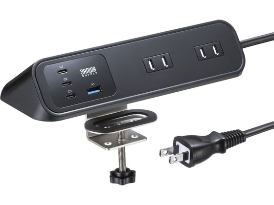 Keyboard Covers - 【お取り寄せ】サンワサプライ クランプ固定式タップ AC4個口+USB-C×3+USB-A×1・PD65W ブラック TAP-B114UC-2BK