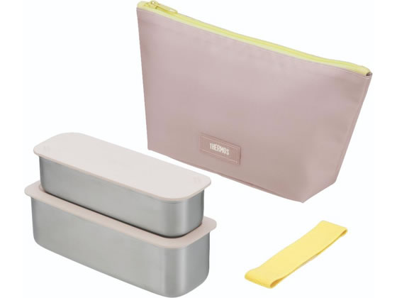 【レビュー投稿で100円OFFクーポン】【お取り寄せ】サーモス 弁当箱 フレッシュランチボックス 2段式 600mL ステンレス 保冷ケース付き イエローピンク DSA-605W Y-P お弁当箱 お弁当 キッチン雑貨