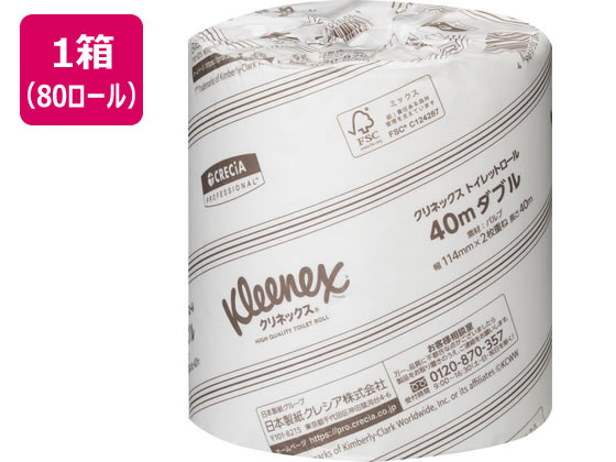 【商品説明】●バージンパルプで、やわらかな肌ざわりを実現したプレミアム品質●上質なおもてなしを目指すゲストルームにぴったりのトイレットペーパーで、非日常の空間を演出●しっかり感のある2プライ（2枚重ね）●世界175ヶ国以上もの人々に愛用されているブランド●蛍光染料不使用●森林認証製品【仕様】●ダブル●長さ：40m●ミシン目あり●芯あり●紙幅：114mm●素材：パルプ●梱包サイズ：幅546×高480×奥436mm●注文単位：1箱（80ロール）【備考】※メーカーの都合により、パッケージ・仕様等は予告なく変更になる場合がございます。【検索用キーワード】日本製紙クレシア　ニッポンセイシクレシア　crecia　クレシア　クリネックス　トイレットロール　40m　ダブル　ケース　1ケース　1箱　80個　80ロール　80　40m　40　ミシン目あり　有り　ダブル　2枚重ね　2ply　パルプ　パルプ100％　白　香料なし　森林認証　個包装　高級　高価　品　紙製品　トイレットペーパー　R164NWやわらかな肌ざわりを実現したプレミアム品質。