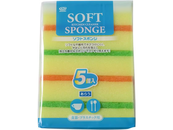 【商品説明】ソフトな不織布と、泡立ち豊かなスポンジの組み合わせで両面で使い分けできる便利なクリーナーです。【仕様】●注文単位：1パック（5個）●サイズ：約110×63×30mm●材質：ポリエステル不織布、ポリウレタンフォーム【備考】※メーカーの都合により、パッケージ・仕様等は予告なく変更になる場合がございます。【検索用キーワード】オカザキ　おかざき　OKAZAKI　ソフトスポンジ　5個組　そふとすぽんじ5こぐみ　食器用スポンジ　家庭用品　1パック　5個　食器洗い　ソフトスポンジ　キッチン消耗品　クリーンナップ用品　R219NW両面で使い分けできる便利なクリーナーです。