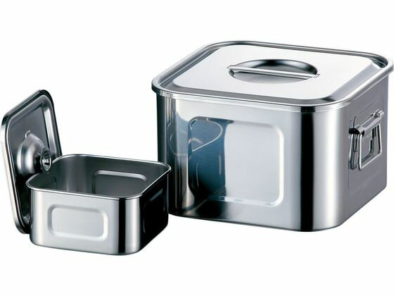 【マラソン限定★ポイント2倍】【お取り寄せ】赤川器物 AG18-8 ツマミ付浅型角キッチンポット 15cm キッチンポット ボウル ザル バット 厨房 キッチン