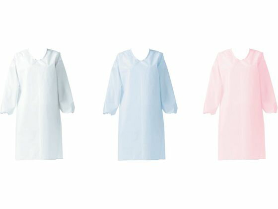 圍裙 - 【マラソン限定★ポイント2倍】【お取り寄せ】ワコウ センシアエプロン 袖付 E1201-0H ホワイト ひも エプロン 前掛け ウェア 保護衣 安全保護