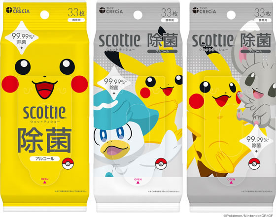 クレシア スコッティ ウェットティシュー 除菌 アルコール ポケモン 33枚 使いきりタイプ ウェットティッシュ cocodecow-10919107 ココデカウ サンプル画像2