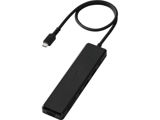 【商品説明】●マグネットでスチール製デスクにピタッと固定できる7ポート搭載のドッキングステーションです。USB機器・SDカード・HDMI（R）・充電器をこの1台にまとめて接続できます。　●底面にマグネットを搭載しスチール製の机などにピタッとくっついて固定できます。さらに底面のシリコン素材が滑りにくく安定した設置が可能です。【仕様】コネクター仕様（アップストリーム）：USB　Type−C（TM）コネクター［USB　10Gbps（USB3．2（Gen2））］　USBポート：USB　Type−Cポート×1［最大入力100W］　※USB　Power　Delivery充電専用USB　Type−Cポート×1［USB　10Gbps（USB3．2（Gen2））］USB−Aポート×2［USB　10Gbps（USB3．2（Gen2））］　映像出力：HDMI（R）×1［対応解像度：最大4K／60Hz］　対応SDカード：SD（DS／HS）SDHC（DS／HS／UHS−I）SDXC（DS／HS／UHS−I）　対応microSDカード：microSD（DS／HS）microSDHC（DS／HS／UHS−I）microSDXC（DS／HS／UHS−I）　対応OS（Windows）：Windows　11／10　対応OS（macOS）：macOS　Tahoe　26　対応OS（iPadOS）：iPadOS　26　対応OS　備考：※各OSの最新バージョンへのアップデートやサービスパックのインストールが必要になる場合があります。　電源方式：バスパワー　ケーブル長：約0．4m　※コネクター含まず　外形寸法：幅約142mm×奥行約35mm×高さ約13mm　※ケーブル含まず　重量：約94g　※ケーブル含む　カラー：ブラック　使用温度範囲：5℃〜40℃　使用湿度範囲：30％〜80％　※結露なきこと　保証期間：1年間【備考】※メーカーの都合により、パッケージ・仕様等は予告なく変更になる場合がございます。【検索用キーワード】エレコム　ELECOM　えれこむ　DST−N070BPBK　c　usbハブ　タイプc　typec　usbc　変換　変換アダプタ　sdカード　マイクロsdカード　macbook　air　m4　ipad　hub　パソコン周辺機器　メーカー品番　大きさ　その他（PC用液晶保護フィルム）　パソコン・プリンター・周辺機器　PC用品　R407PEマグネットでデスクに固定できる7ポート搭載のドッキングステーションです。