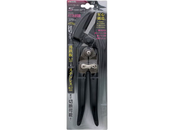 【商品説明】パワフルに切る。薄鉄板1．2mm・ステンレス0．7mmまで切断可能！安心構造：突起部が切った材料を下に逃すので手に当たりません。【仕様】●刃部：クロムモリブデン鋼●ハンドル：スチール●グリップ：ポリ塩化ビニル【備考】※メーカーの都合により、パッケージ・仕様等は予告なく変更になる場合がございます。【検索用キーワード】TAKAGI　たかぎ　パワフル　金切鋏　270mm　270　mm　薄鉄板　1．2mm　ステンレス板　0．7mm　アルミ板　針金　クロムモリブデン鋼　スチールハンドル　PVCグリップ　金切りばさみ　金切はさみ　金切り鋏　金切ばさみ　R183PA薄鉄板・ステンレス板・アルミ板・針金などの切断に