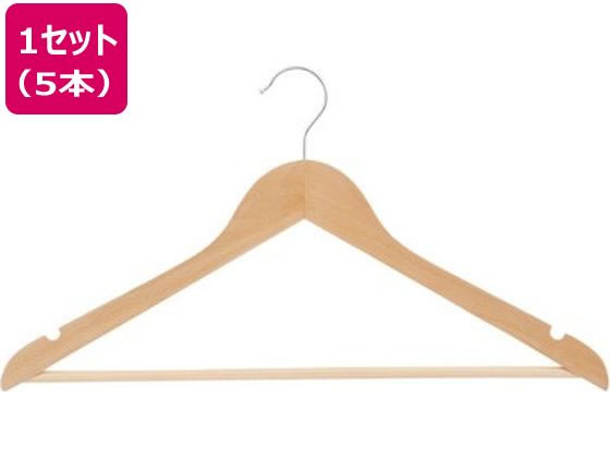 【商品説明】肩部分に14mmの厚みを持たせることで、ジャケットやシャツの型崩れを防ぎ、大切な衣類を優しく支えます。肩部分にはノッチ（切り込み）を設け、キャミソールやワンピースなど肩紐のある衣類も滑り落ちにくく、幅広い衣類に対応します。シンプルで飽きのこないデザインは、クローゼットを上質な空間に演出し、ご家庭での使用はもちろん、ホテルやレストラン、アパレルショップなど業務用としても最適です。【仕様】●カラー：ナチュラル●サイズ：幅445x高さ250x肩厚14mm●1セット（5本入り）【備考】※メーカーの都合により、パッケージ・仕様等は予告なく変更になる場合がございます。【検索用キーワード】Woodドレスハンガー　1セット　ハンガー　木製ハンガー　木製　天然木　5本　コート　ジャケット　スーツ　アパレル　ホテル　レストラン　ショップ　業務　業務用　アパレルショップ　クローゼット　ハンガー・ピンチハンガー　ハンガー　R031PG天然木ならではの温かみのある風合いが、お部屋を上品な印象に演出します。