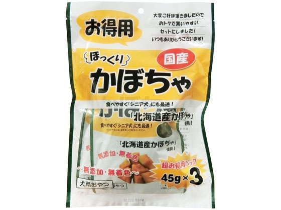 【商品説明】北海道産のかぼちゃを食べやすくカットしレトルト加工しました。【仕様】かぼちゃ【備考】【賞味期限2027.1月】【検索用キーワード】フジサワショウジ　ふじさわしょうじ　ほっくりかぼちゃお得用　45g×3P　ほっくりかぼちゃ　全犬種　成犬用　1歳から7歳　間食　小分けパックタイプ　g・グラム　ペットフード　ドッグフード　ドックフード　エサ　餌　えさ　0　0　0　ペット用品　犬（ドッグフード）　おやつ（犬）　わけあり　訳あり　アウトレット　廃棄　bargain＿2　R158PU【賞味期限2027.1月】