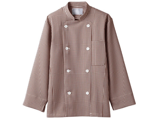 【お取り寄せ】住商モンブラン 長袖コックコート 茶チェック L 6-493 厨房 調理服 飲食店ユニ