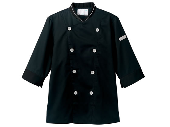 【マラソン限定★2000円クーポン＆ポイント2倍】【お取り寄せ】住商モンブラン 7分袖コックコート 黒×ライトグレー LL 6-430 厨房 調理服 飲食店ユニフォーム ユニフォーム