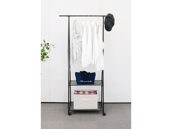 【マラソン限定2,000円クーポン&11日9:59迄ポイント2倍】トレードワン シンプルフリーラック 2段 ブラック 30693 ポールハンガー パイプハンガー 衣料収納 収納家具 インテリア 収納 [2]