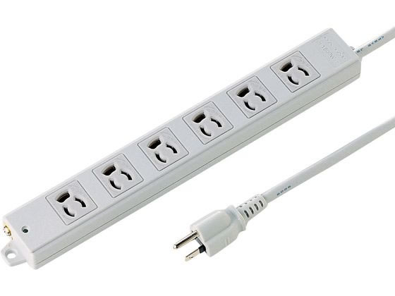 【お取り寄せ】サンワサプライ 工事物件タップ 3P 6個口 3m TAP-KS6-3 コード付き電源タップ3ピン 電源タップ OAタップ 配線パーツ 家電