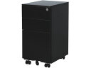 【メーカー直送】Netforce 3段スリムワゴン W300 シリンダー錠 ブラック ESW-S3【代引不可】【お客様組立】