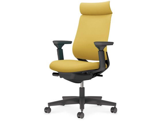 【メーカー直送】コクヨ ミトラ2 布 アディショナル可動肘 黒脚本体黒オリーブイエロー【代引不可】【組立・設置・送料無料】 肘なし 布張りチェア オフィスチェア オフィス家具