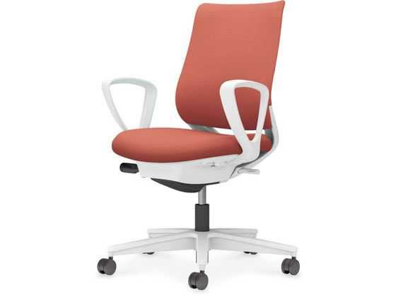 【メーカー直送】コクヨ ミトラ2 布 スタンダードサークル肘 白脚本体白ソフトテラコッタ【代引不可】【組立・設置・送料無料】 肘なし 布張りチェア オフィスチェア オフィス家具