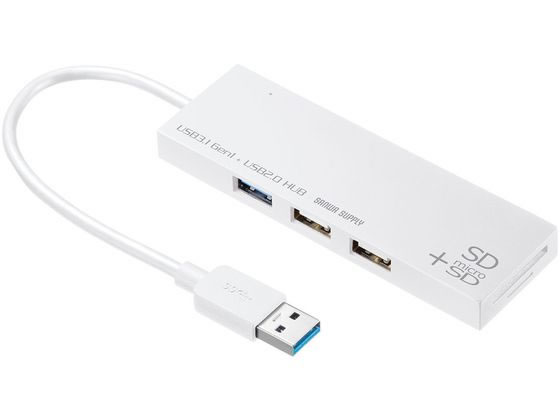 【レビュー投稿で100円OFFクーポン】【お取り寄せ】サンワサプライ USB3.1+2.0コンボハブ カードリーダー付き(ホワイト) カードリーダー バーコードリーダー PC周辺機器 パソコン 家電