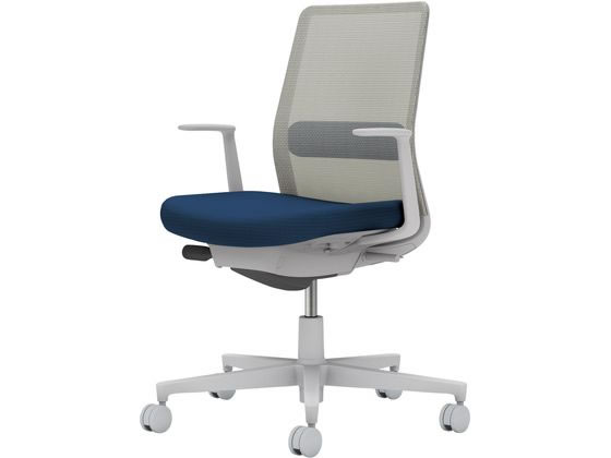 【ポイント2倍★24日20:00〜29日9:59迄】【メーカー直送】コクヨ モネット L型肘 背座別色 ネイビー／ライトグレー【代引不可】【組立・設置・送料無料】肘付き 固定肘タイプ メッシュチェア オフィスチェア オフィス家具