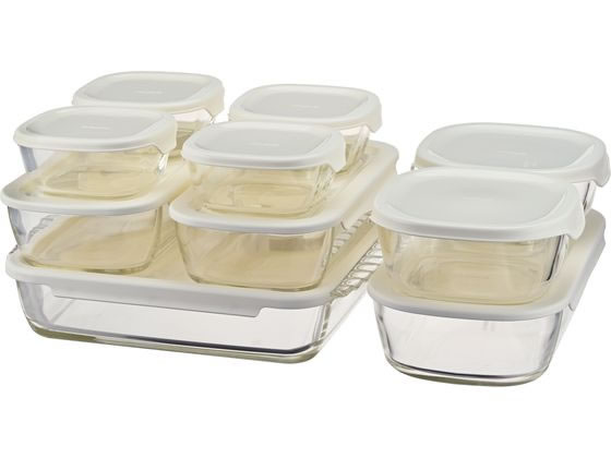 【レビュー投稿で100円OFFクーポン】HARIO スタッキング 耐熱ガラスコンテナ 10個セット HKOZ-1002-OW ガラス食器 キッチン テーブル