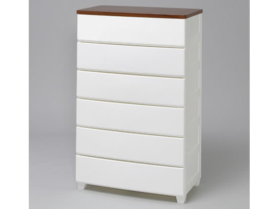【メーカー直送】アイリスオーヤマ ウッドトップチェスト 6段 幅730 ホワイト ウォールナット【代引不可】