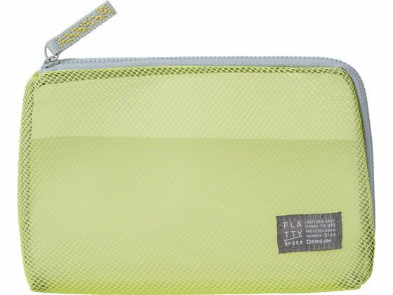 【マラソン限定★2000円クーポン＆ポイント2倍】【お取り寄せ】キングジム FLATTY SHEER メッシュポーチ 黄 Mサイズ 5164-Y 小物入れ デスクトップ収納 デスク周り 文具