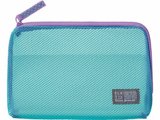【マラソン限定★2000円クーポン＆ポイント2倍】【お取り寄せ】キングジム FLATTY SHEER メッシュポーチ 緑 Mサイズ 5164-G 小物入れ デスクトップ収納 デスク周り 文具