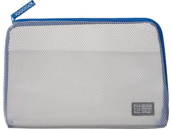 【マラソン限定★2000円クーポン＆ポイント2倍】【お取り寄せ】キングジム FLATTY SHEER メッシュポーチ グレー Lサイズ 5166-GY 小物入れ デスクトップ収納 デスク周り 文具