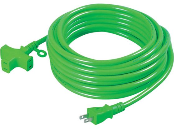 【店内全品ポイント2倍★14日20:00〜16日9:59迄】【お取り寄せ】日動 十字トリプル延長コード アース無し 20m 緑 MRS-20-G