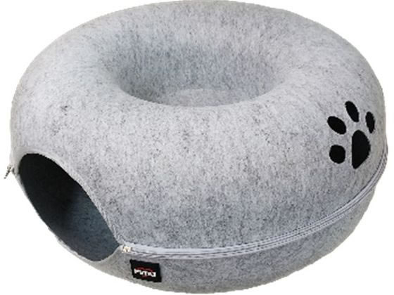 【ブラックフライデー限定★27日9:59迄店内ポイント2倍】送料無料 【お取り寄せ】ペットアイ まるでマカロンぐるぐるベッド グレー 猫 キャット用 ペット お...