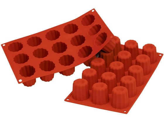 Cake Forms - 【レビュー投稿で100円OFFクーポン】【お取り寄せ】シリコマート シリコンフレックス ミディアムカヌレ(15ヶ取)SF059 お菓子型 焼き型 チョコ 製菓 厨房 キッチン