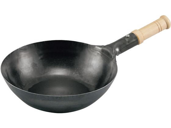 【レビュー投稿で100円OFFクーポン】【お取り寄せ】山田 鉄木柄中華片手鍋 27cm 底平IH 板厚2.3mmサビ止有 両手鍋 外輪鍋 円付鍋 片手鍋 鍋 フライパン 厨房 キッチン