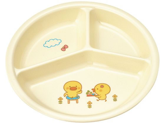 ＼10/4~10/17 9:59まで★店内全品ポイント2倍以上／ 【お取り寄せ】国際化工 メラミン子供食器 ひよこぐみ 三つ仕切皿 小 カヌー型皿 洋食器 キッチン テーブル