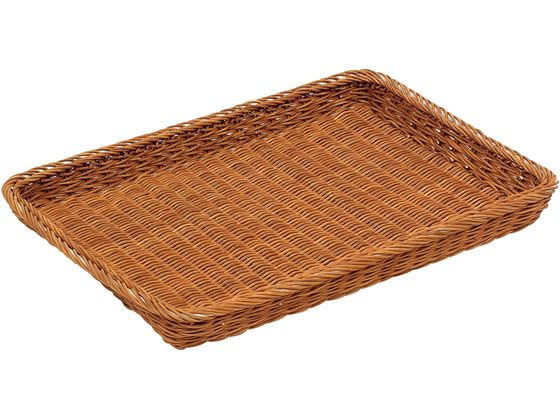 【お取り寄せ】萬洋 籐製 浅型パンカゴ 42号 16-732B 茶 0351000 食器カゴ 給食 厨房 キッチン