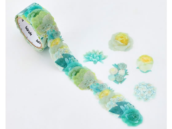 【レビュー投稿で100円OFFクーポン】bande マスキングロールステッカー ローズブーケ グリーン BDA692 デコレーション用マスキングテープ シールタ...
