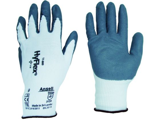 【マラソン限定★ポイント2倍】【お取り寄せ】アンセル 組立・作業用手袋 ハイフレックス 11-800 Lサイズ 11-800-9 背抜き手袋 軍手 作業用手袋