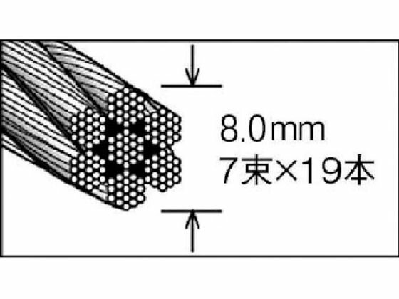 【お取り寄せ】TRUSCO/ステンレスワイヤロープΦ8.0mmtimes;50m/CWS-8S50