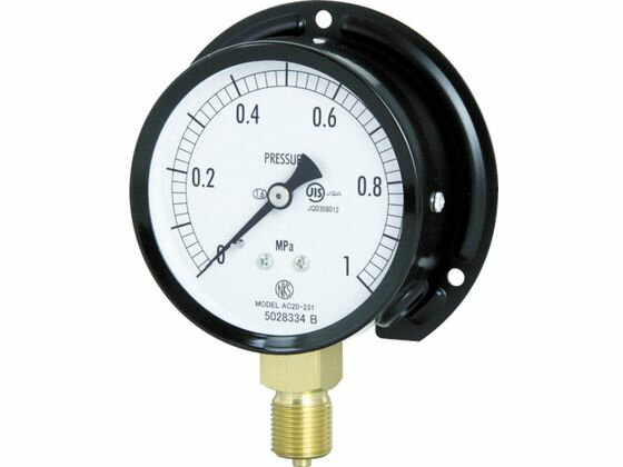 【お取り寄せ】長野 普通形圧力計(B枠立形・φ75・G3／8B・0.0~0.10Mpa) AC20-231-0.1MP
