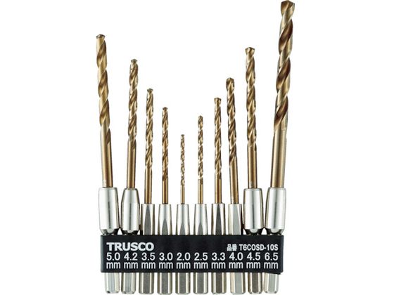 【レビュー投稿で100円OFFクーポン】【お取り寄せ】TRUSCO 六角軸コバルトドリル 10本組 T6COSD-10S 穴..