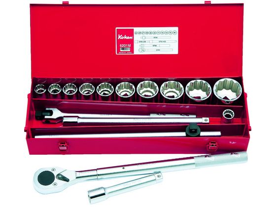 【マラソン限定★ポイント2倍】送料無料 【お取り寄せ】コーケン ソケットセット 差込角19.0mm 6201M ソケット ソケットレンチ 作業用品 工具