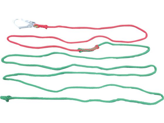 【商品説明】●介錯ロープの使用時に3m離れられるように赤と緑で色分けしています。●見える化で安全作業ができます。●原糸を製造する際に、着色している為、後染めの様な色むらや色落ち、色移りも起きにくくなります。●フックとロープが一体型で間に補強金具を入れちぎれにくくしております。【仕様】●型番：1139300010●径（mm）：12　●長さ（m）：10（赤3／緑7）　●色：赤／緑●片大口径フック　●片逆サツマ加工　●Φ12ポリエステルスパン●ロープ：ポリエステル【備考】※メーカーの都合により、パッケージ・仕様等は予告なく変更になる場合がございます。【検索用キーワード】グリーンクロスセフティ介錯ロープ10Mタイプ　グリーンクロスセフティカイシャクロープ10mタイプ　グリーンクロス安全用品　1139300010　荷役用品　吊りクランプスリング荷締機　ラウンドスリング　介錯ロープ　4562461482697　7838077　グリーンクロス　セフティ介錯ロープ　10Mタイプ　1139300010玉掛作業時の安全確保に。