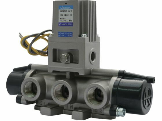 【レビュー投稿で100円OFFクーポン】【お取り寄せ】日本精器 4方向電磁弁15AAC100V7Mシリーズシングル BN-7M43-15-E100 電磁弁 コンプレッサー 空圧機器 ホース 生産加工用品 作業用品 工具