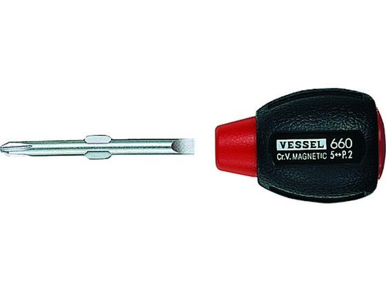 【レビュー投稿で100円OFFクーポン】【お取り寄せ】ベッセル クッショングリップドライバースタビー差替式(+)2／(-)5 660 ドライバー ビット 作業工具 作業用品 工具