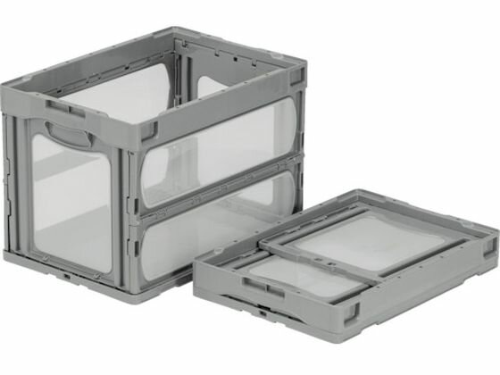 樂天商城 - 【マラソン限定★ポイント2倍】【お取り寄せ】サンコー 折畳コンテナー 559240 マドコンO-60Bライトグレー 折りたたみコンテナ 保管 作業