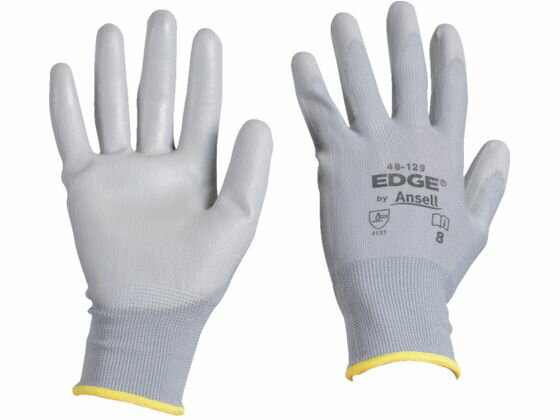 【レビュー投稿で100円OFFクーポン】【お取り寄せ】アンセル ウレタン背抜手袋 エッジ 48-129 グレー XLサイズ 背抜き手袋 軍手 作業用手袋