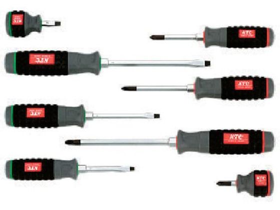 【レビュー投稿で100円OFFクーポン】【お取り寄せ】KTC 樹脂柄ドライバセット貫通タイプ 8本組 TPMD18 グリップドライバー ドライバー 六角棒レンチ 作業用品 工具