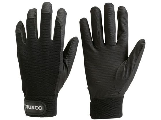 【マラソン限定★2000円クーポン＆ポイント2倍】【お取り寄せ】TRUSCO PU薄手手袋エンボス加工 ブラック..