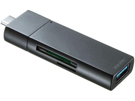 【楽天スーパーSALE限定★ポイント2倍＆2,000円クーポン】【お取り寄せ】サンワサプライ Type-Cコンパクトカードリーダー USB 1ポート付き カードリーダー バーコードリーダー PC周辺機器 パソコン 家電