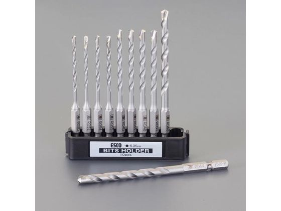 【仕様】●入数：10本●サイズ（刃先径×全長×有効長）：3．0×90×42mm、3．2×90×42mm、3．4×90×42mm、3．5×90×42mm、4．0×95×50mm、4．3×95×50mm、4．8×95×50mm、5．0×95×50mm、6．0×110×65mm、6．4×110×65mm●六角シャンク：6．35mm（1／4”）●適合材：ブロック、モルタル、窯業系サイディングボードなど●穿孔可能材：塩ビ管、押し出し成型セメントなど●ブロック・モルタル用●インパクトドライバードリル用●超硬チップ付●ホルダ付●ブロック、モルタル、石膏ボード等への穴あけ作業に。【備考】※メーカーの都合により、パッケージ・仕様等は予告なく変更になる場合がございます。【検索用キーワード】エスコ　ESCO　えすこ　3．0−6．410本組六角軸ドリルセット（ブロック・モルタル用　六角軸ドリルセットブロック・モルタル用3．0−6．410本　電動　エアー工具用先端工具　切削工具　コンクリートドリル　コンクリート　ダイヤモンドコアドリル　チゼル　作業用品　工具　作業用品　工具　電動工具　油圧工具　電気ドリル　EA811AD　4550061638293　RPUP_03　R0625F